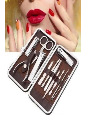 Tırnak Bakım Seti Tırnak Düzeltme Batık 12 Parça Çanta Tipi Manikür Pedikür