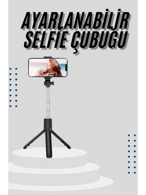 Tripod Selfie Çubuğu Bluetooth Kumandalı Kablosuz Led Işıklı