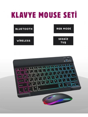 Türkçe Q Klavye Düzenli RGB Kablosuz Klavye Mouse Set