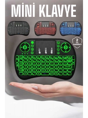 TV Uyumlu Mini Klavye Q Klavye Işıklı Tüm Cihazlara Uyumlu