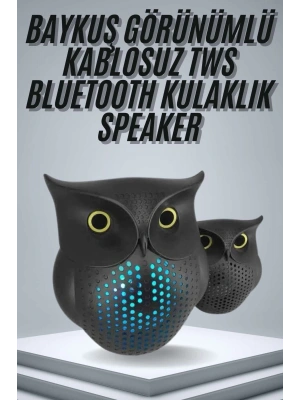 TWS Bluetooth Hoparlör Baykuş Tasarımlı Taşınabilir RGB Işıklı Uzun Pil Ömrü