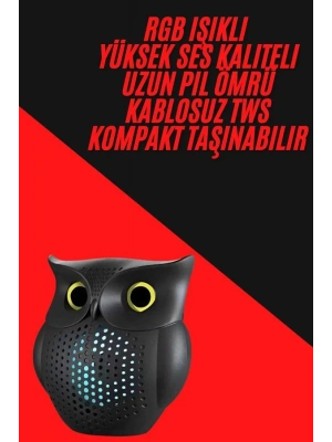 TWS Bluetooth Hoparlör Baykuş Tasarımlı Taşınabilir RGB Işıklı Uzun Pil Ömrü