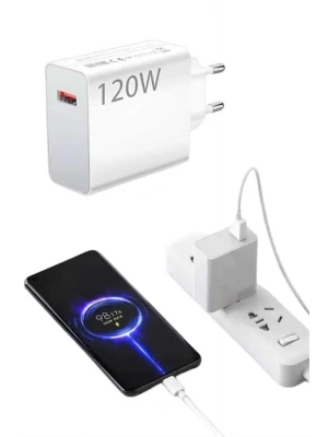 Type C Yüksek Hızlı Şarj Aleti Beyaz 120W Ultra Uzun Ömürlü