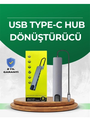 Type‑C Dönüştürücü – 2×USB3.0, SD/MS, 4K HDMI & RJ45 ile Profesyonel Kullanım