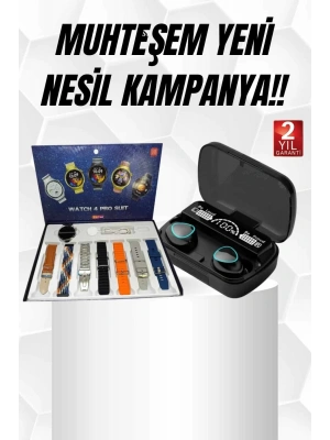 Ucuz Kaliteli Yeni Nesil 7 Kordonlu Akıllı Saat ve Kablosuz Bluetooth Kulaklık ANC Özelliği