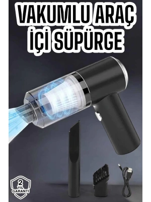 Üflemeli Güçlü Vakumlu Ev Ofis Araç Süpürgesi El Süpürgesi Şarjlı