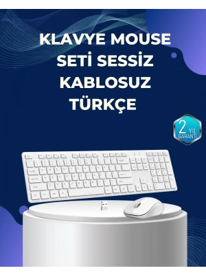 USB Alıcılı Kablosuz Klavye Mouse - Geniş Uyumluluk, Sessiz Tuşlar