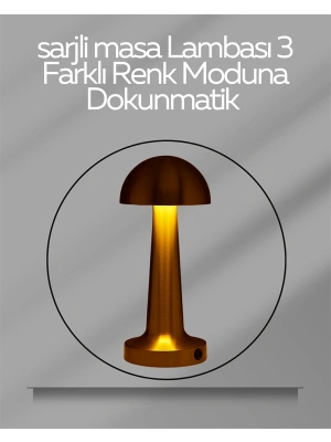 USB Şarjlı Dokunmatik LED Masa Lambası – 3 Renk Modu & Dimmer
