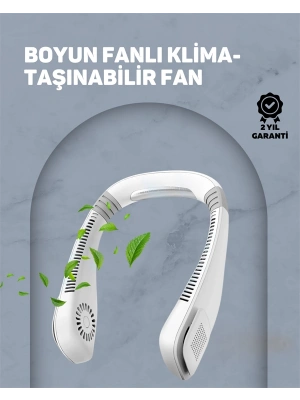 USB Şarjlı Giyilebilir Fan | 5 Kademeli Rüzgar Hızı, Sessiz Turbo Soğutma, 360° Hava Sirkülasyonu