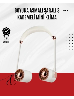 USB Şarjlı Katlanabilir Boyun Fanı | 3 Kademeli, Sessiz ve Taşınabilir Tasarım