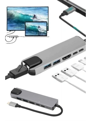 Usb Type-c Hub Dönüştürücü Çevirici Çoklayıcı Macbook Çevirici 8 Portlu