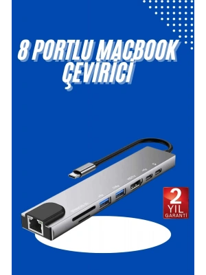 Usb Type-c Hub Dönüştürücü Çevirici Çoklayıcı Macbook Çevirici 8 Portlu