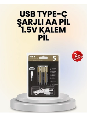 USB Type-C ile Hızlı Şarj Edilebilen AA Lityum Pil