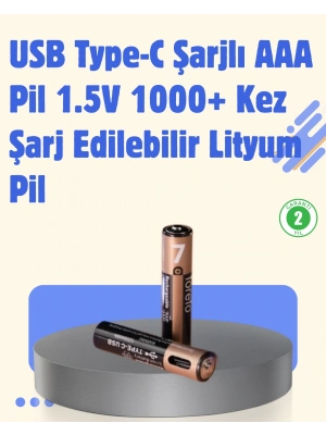 USB Type-C Şarjlı AAA Lityum Pil | 1.5V Sabit Voltaj, 1000+ Şarj Döngüsü ile Uzun Ömür