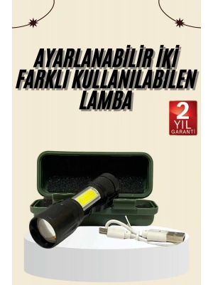 Uzun Menzilli Şarjlı El Feneri Uzun Ömürlü Led Işık Lamba