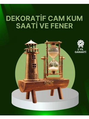 Vintage Kum Saati + Deniz Feneri Modeli – Ahşap Gövdeli Masa Üstü Dekor