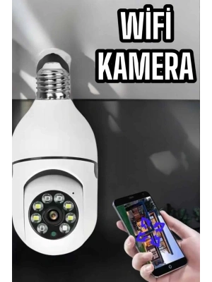 Wifi Kamera Duylu Ampul Görünümlü 360 Derece Dönebilen Ev Kamerası