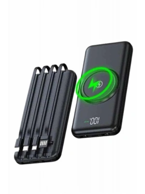 Wireless Powerbank 10000 Mah LED Ekranlı Dahili Kablolu Hızlı Şarj