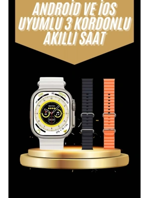 Yeni Nesil 3 Kordonlu Kol Saati 49 MM Amoled Ekran Akıllı Saat