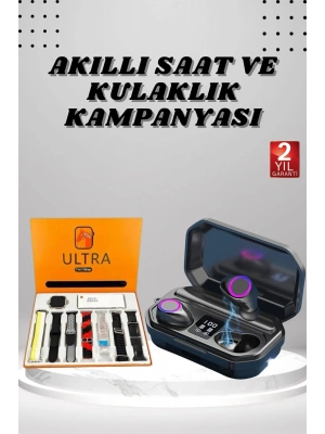 Yeni Nesil Akıllı Saat ve Bluetooth Kulaklık Kampanyası Dijital Göstergeli Powerbankli