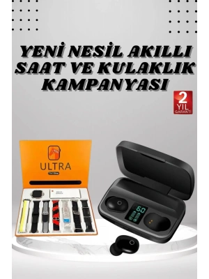 Yeni Nesil Akıllı Saat ve Bluetooth Kulaklık Kampanyası Dokunmatik Kare 7 Kordonlu