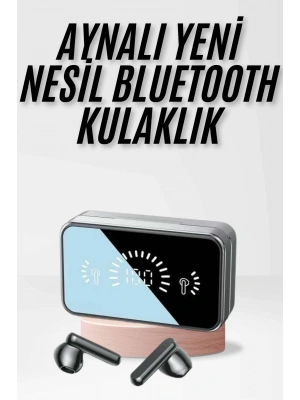 Yeni Nesil Kablosuz Kulaklık Aynalı Powerbank Özellikli Bluetooth Bağlantılı Dijital Göstergeli