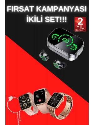Yeni Nesil Kaliteli Akıllı Saat ve Kablosuz Bluetooth Kulaklık  Yüksek Ses Kaliteli