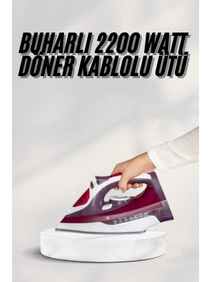 Yeni Nesil Kırmızı Buharlı Ütü 2200 Watt Seramik Tabanlı Yüksek Buhar Gücü