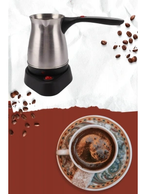 Yeni Nesil Türk Kahve Makinesi Cezvesi Siyah Gri Kablolu Pratik