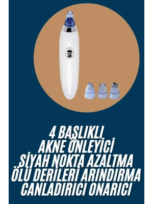 Yeni Nesil Vakumlu Pilli Siyah Nokta ve Yüz Temizleme Cihazı 4 Başlıklı