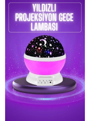 Yıldız Görünümlü Gece Lambası Renkli Masa Lambası Gökyüzü Projeksiyon