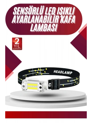Yüksek Işıklı Şarjlı ve Sensörlü LED Kafa Lambası Kamp Lambası