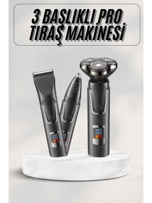 Yüksek Performanslı 3 Başlıklı Profesyonel Şarjlı Islak ve Kuru Kullanıma Uygun