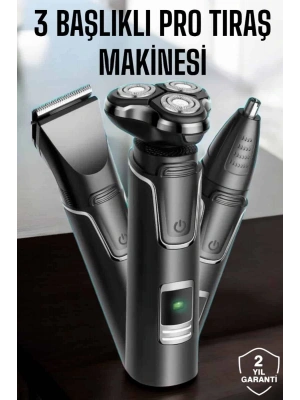 Yüksek Performanslı 3 Başlıklı Profesyonel Tıraş Makinesi