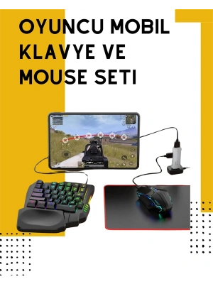 Yüksek Performanslı Mobil Oyun Aksesuarı – 5 Parçalı Klavye Mouse Dönüştürücü Set