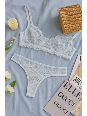 Zarif Dantelli Bralet ve String Külot Takımı