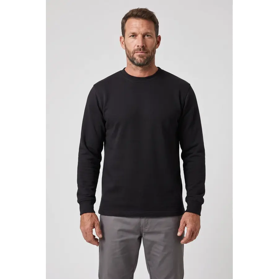 %100 Pamuk O Yaka Sweatshirt - Siyah