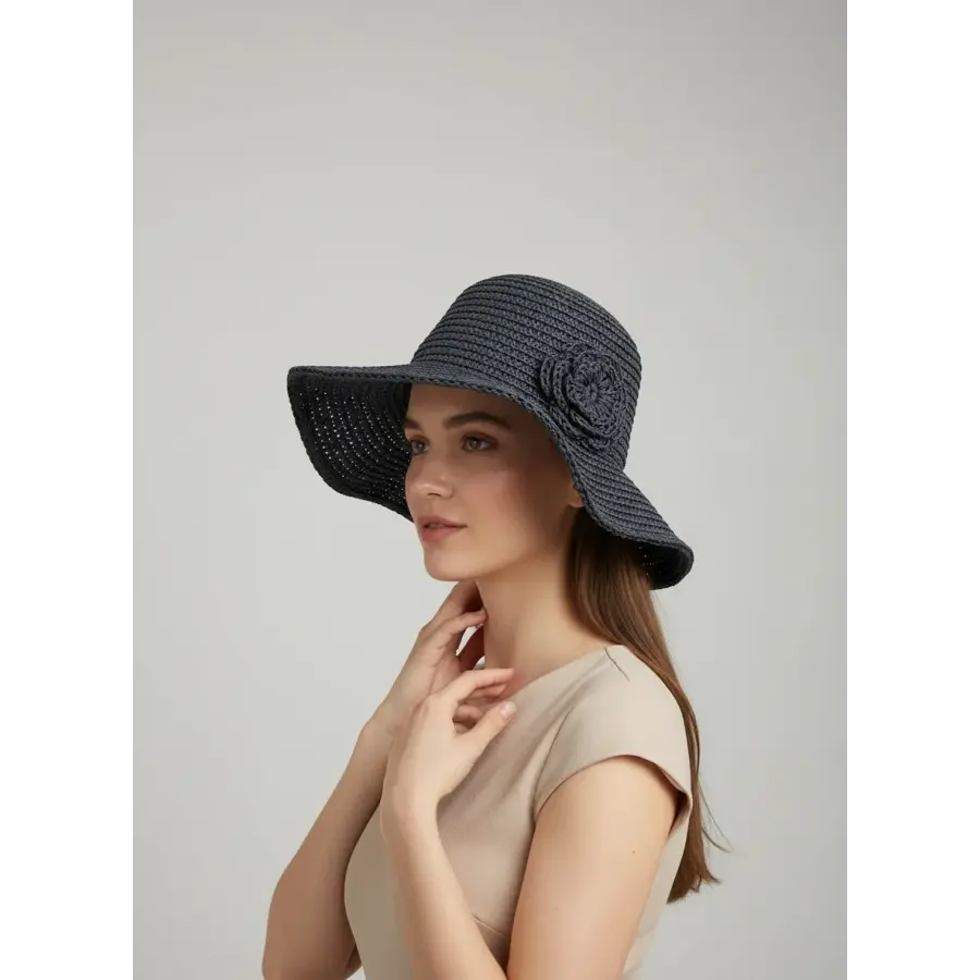 Hand-Knitted Floral Motif Hat