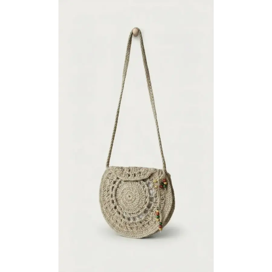 Hand-Woven Round Straw Jute Bag