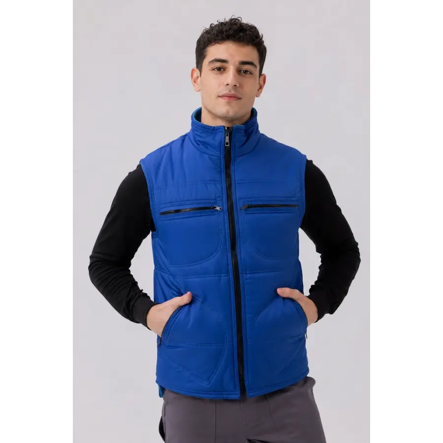 Micro Kumaş Kışlık İş Yeleği - Saks Mavi