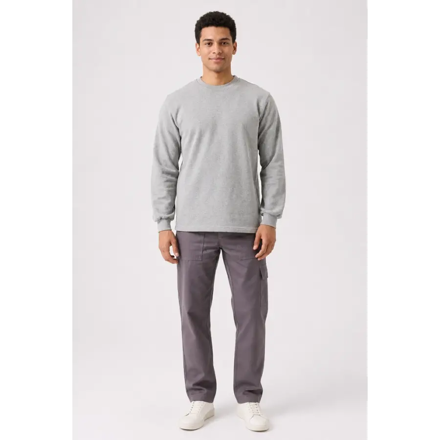 O Yaka Sweatshirt - Gri Melanj
