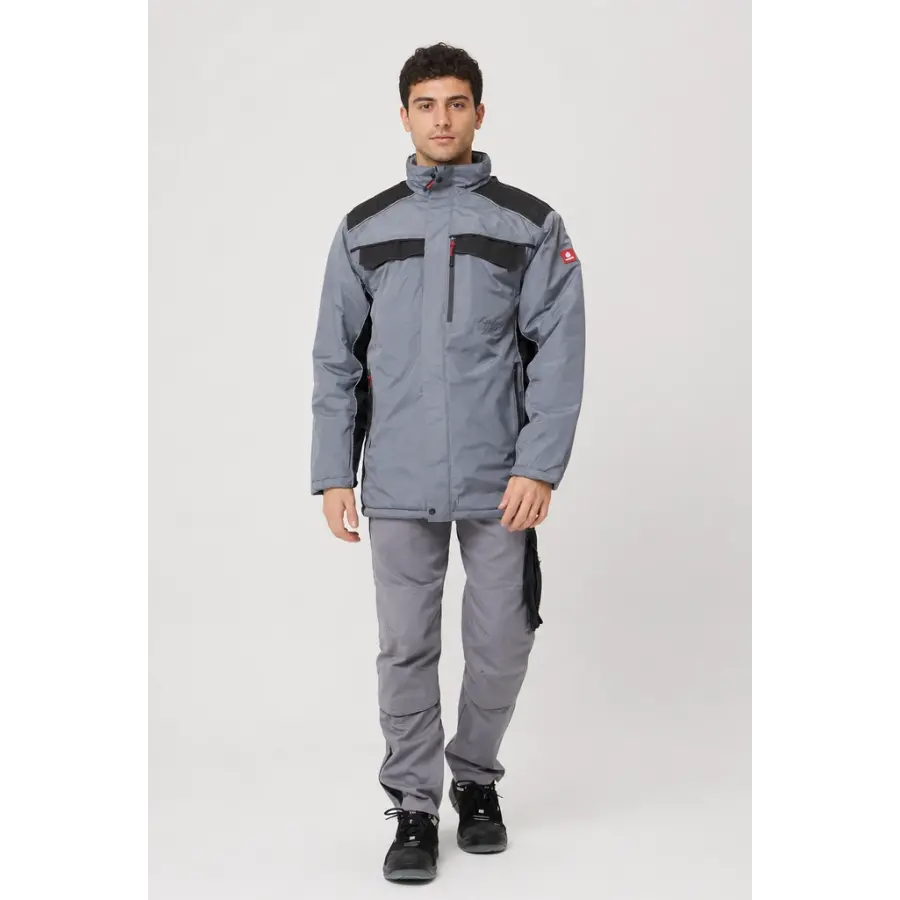 Reflektör Detaylı Parka - Gri-Siyah
