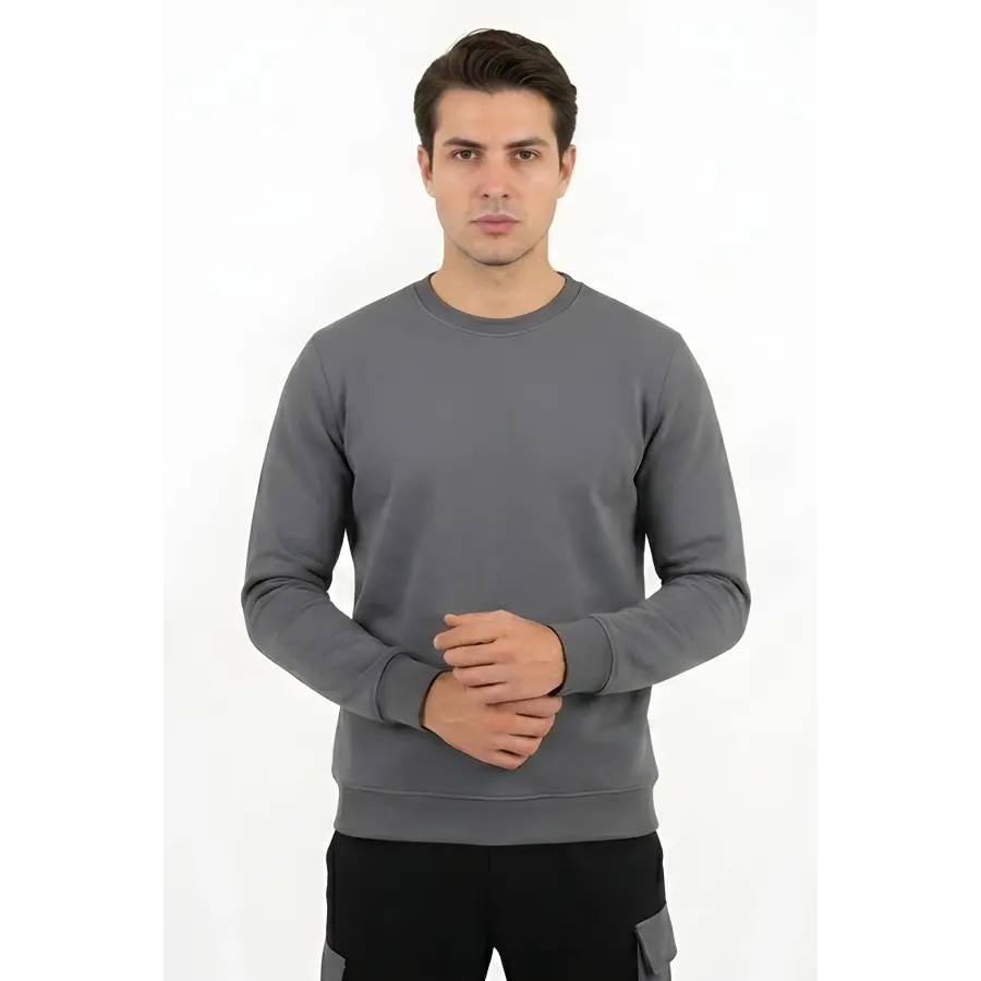 Sanfords Erkek O Yaka Sweatshirt - Füme
