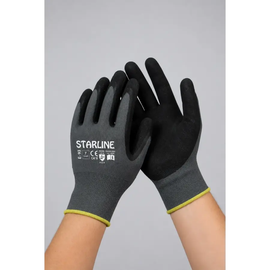 Starline E-93 Köpük Nitril İş Eldiveni - Siyah