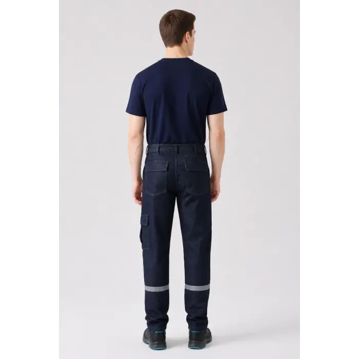 100% Cotton Winter Work Trousers, Gabardine - Blue