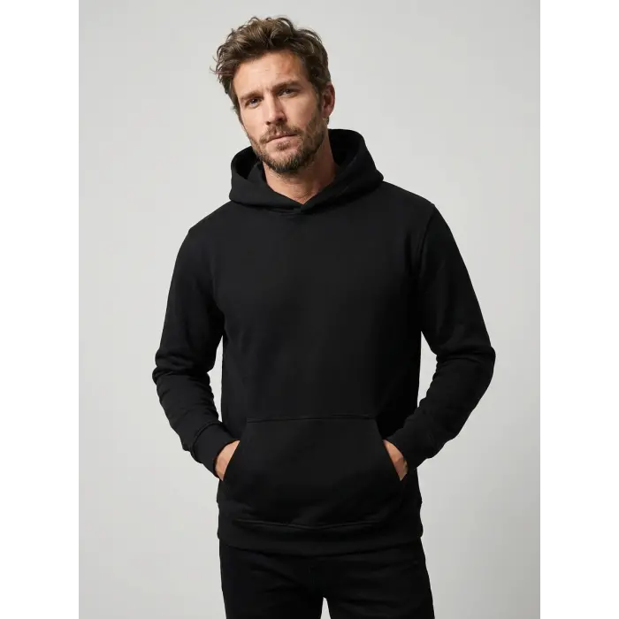 Sanfords Mens Hooded Sweatshirt, 3-Thread Winter - Black