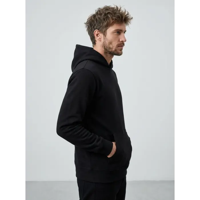 Sanfords Mens Hooded Sweatshirt, 3-Thread Winter - Black