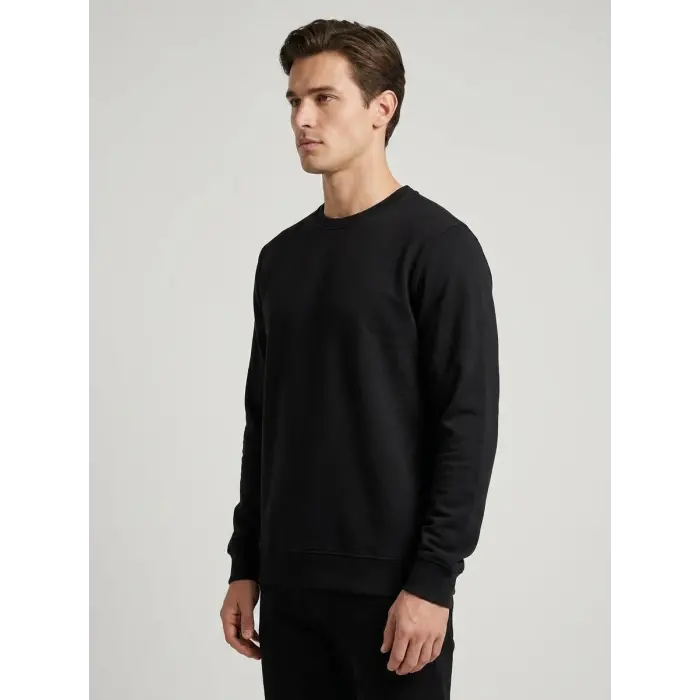 Sanfords Mens Crew-Neck Sweatshirt 82% Cotton, Winter - Black