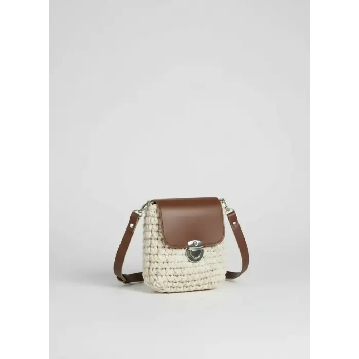 Hand-Knitted Combed Cotton Yarn Handbag and Shoulder Bag
