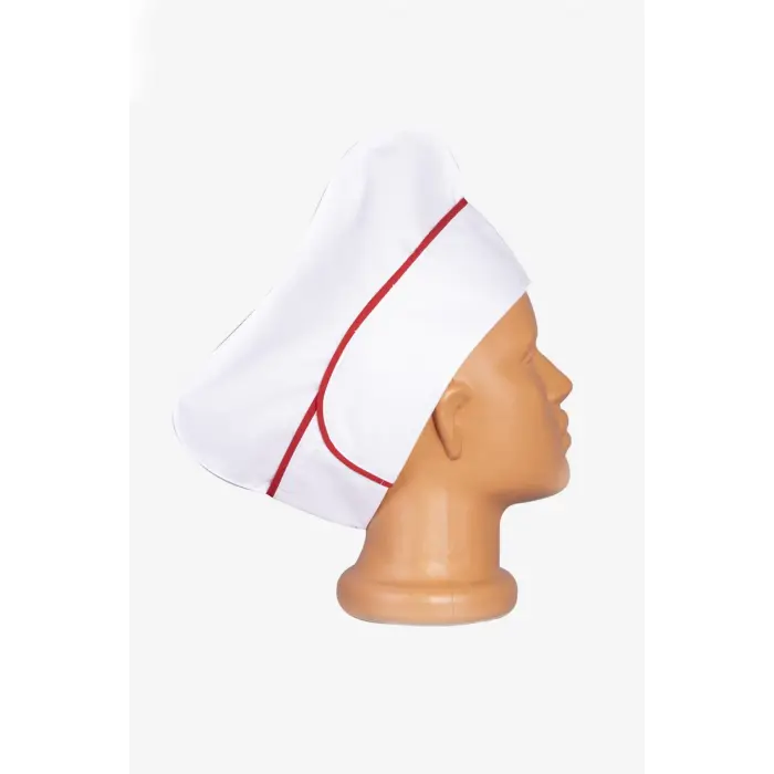 Aşçı Kepi - Beyaz-Kırmızı